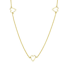 Load image into Gallery viewer, Sterling Silver Gold Plated Five Open Heart Necklace