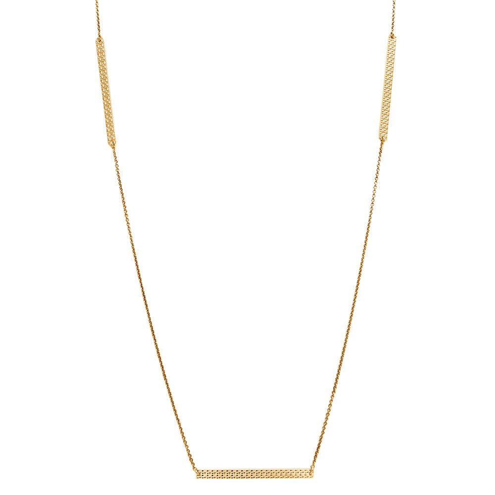 Sterling Silver GoldPlated Diamond Cut Bars Necklace