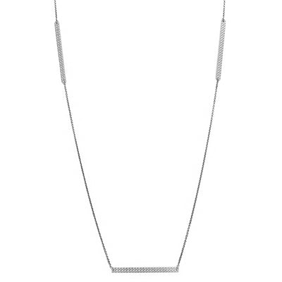 Sterling Silver Rhodium Plated Diamond Cut Bars Necklace