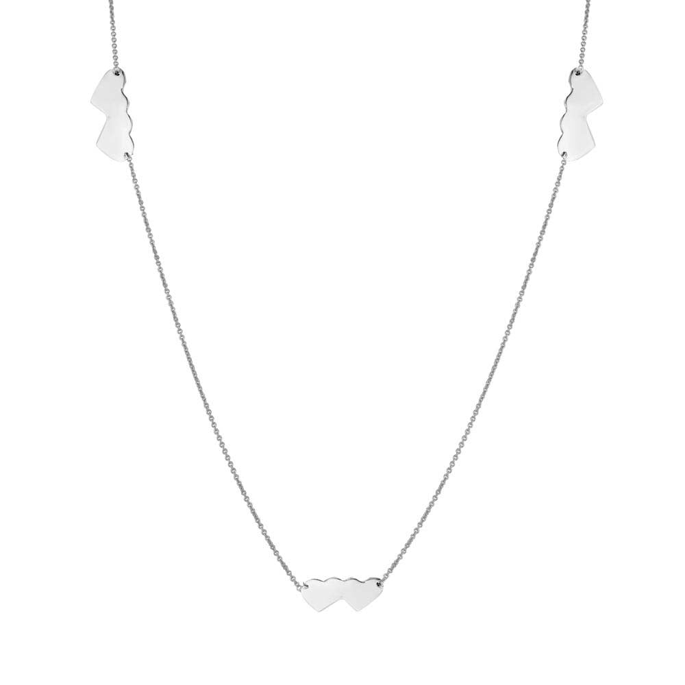 Sterling Silver Rhodium Plated Double Heart Necklace