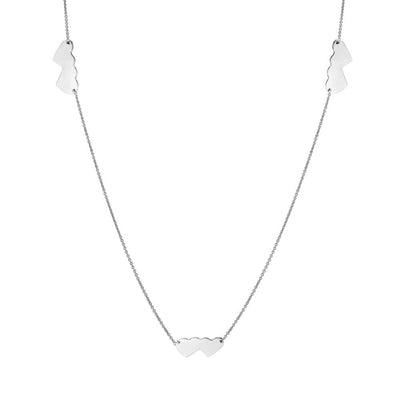 Sterling Silver Rhodium Plated Double Heart Necklace