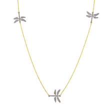 Load image into Gallery viewer, Sterling Silver Rhodium And Gold Plated Dragonfly Necklace