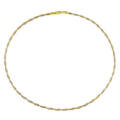 Sterling Silver Tri-Color Twisted Chain Necklace