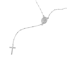 Load image into Gallery viewer, Sterling Silver Rhodium Plated Rosary Necklace, length 18&quot;