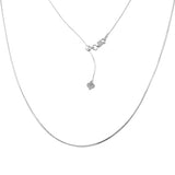 Sterling Silver Rhodium Plated Adjustable Snake Square Chain With Bead Necklace