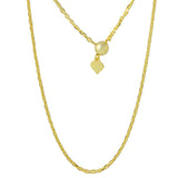 Sterling Silver Gold Plated Adjustable Diamond Cut Anchor Chain Necklace