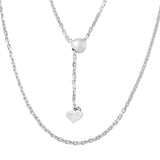 Sterling Silver Rhodium Plated Adjustable Diamond Cut Anchor Chain Necklace