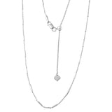 Sterling Silver Rhodium Plated Adjustable Bar Chain Necklace