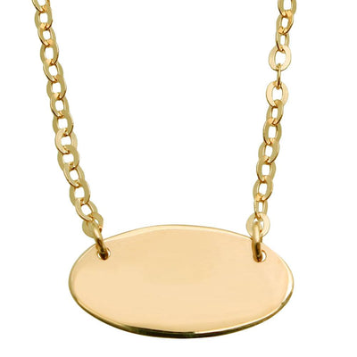 Sterling Silver Gold Plated Small Oval Disc Necklace