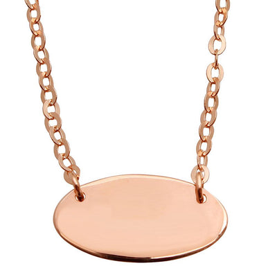 Sterling Silver Rose Gold Plated Small Oval Disc Necklace