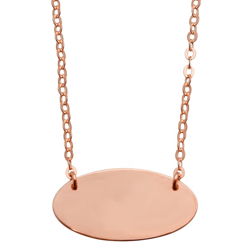 Sterling Silver Rose Gold Plated Medium Oval Disc Necklace���������