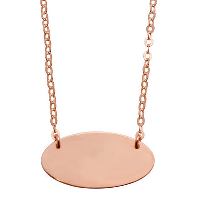 Sterling Silver Rose Gold Plated Medium Oval Disc Necklace
