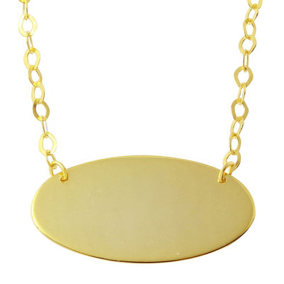 Sterling Silver Gold Plated Large Oval Disc Necklace