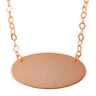 Sterling Silver Rose GoldPlated Large Oval Disc Necklace