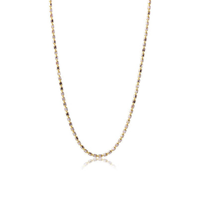 Sterling Silver Gold Plated Diamond Cut Oval Bead Chain Link Necklace