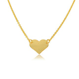 Sterling Silver Gold Plated High Polished Heart Necklace