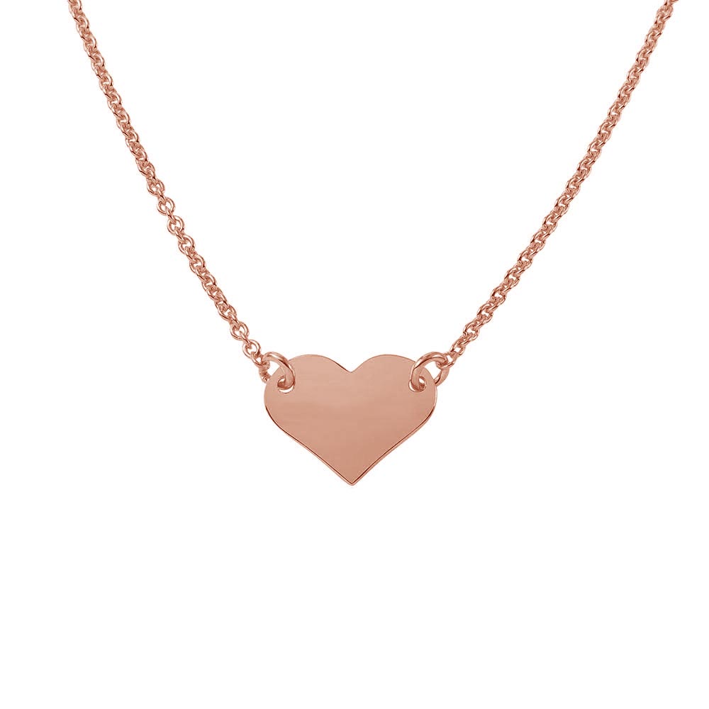 Sterling Silver Rose Gold Plated High Polished Heart Necklace