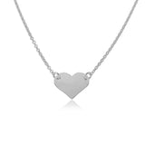 Sterling Silver Rhodium Plated High Polished Heart Necklace