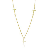 Sterling Silver Gold Plated 3 Crosses Necklace