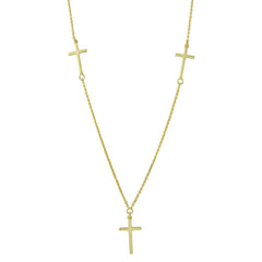 Sterling Silver Gold Plated 3 Crosses Necklace