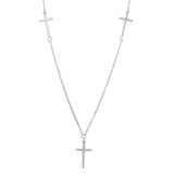 Sterling Silver Rhodium Plated 3 Crosses Necklace