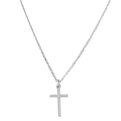 Sterling Silver Rhodium Plated Cross Pendant With Chain