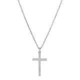 Sterling Silver Rhodium Plated Cross Pendant With Chain