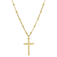 Load image into Gallery viewer, Sterling Silver Gold Plated Cross Pendant With Beaded Chain
