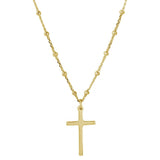 Sterling Silver Gold Plated Cross Pendant With Beaded Chain