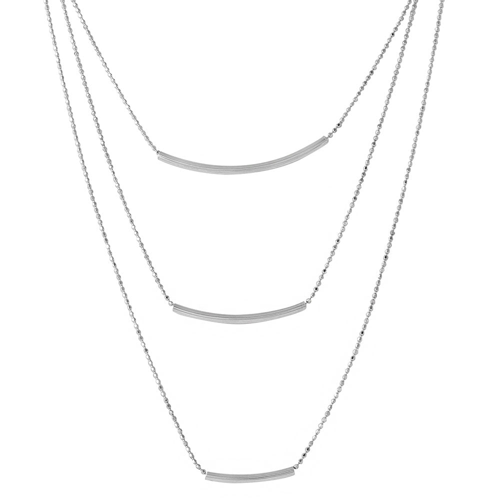 Sterling Silver Rhodium Plated 3 Bar Necklace