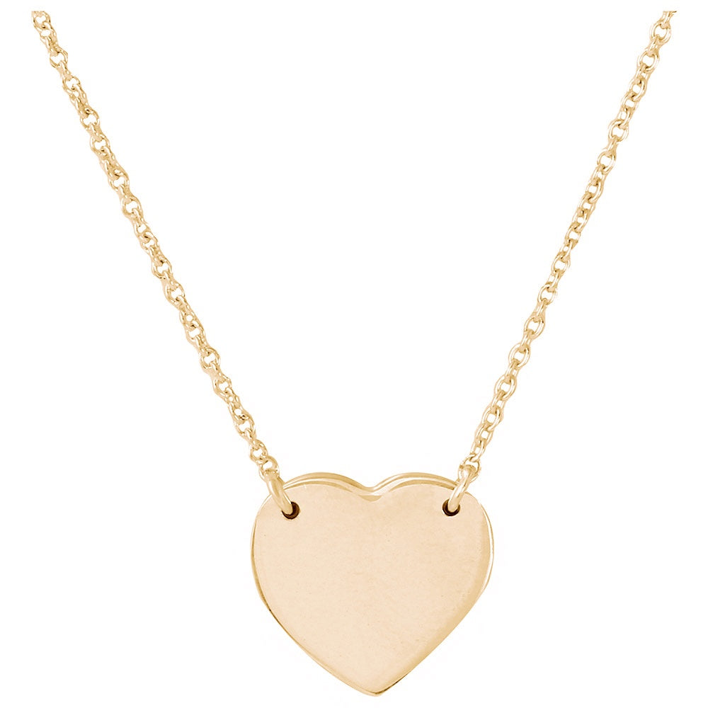 Sterling Silver Gold Plated High Polished Heart Necklace