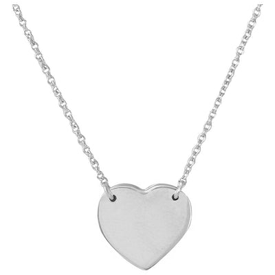 Sterling Silver Rhodium Plated High Polished Heart Necklace