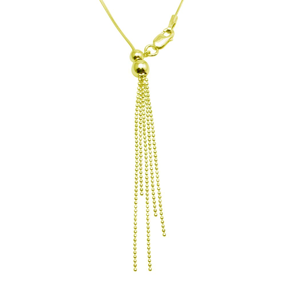 Sterling Silver Gold Plated Adjustable Lariat Necklace With Tassel End