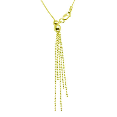 Sterling Silver Gold Plated Adjustable Lariat Necklace With Tassel End