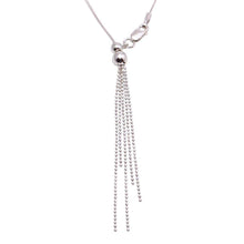 Load image into Gallery viewer, Sterling Silver Rhodium Plated Adjustable Lariat Necklace With Tassel End