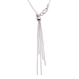 Sterling Silver Rhodium Plated Adjustable Lariat Necklace With Tassel End