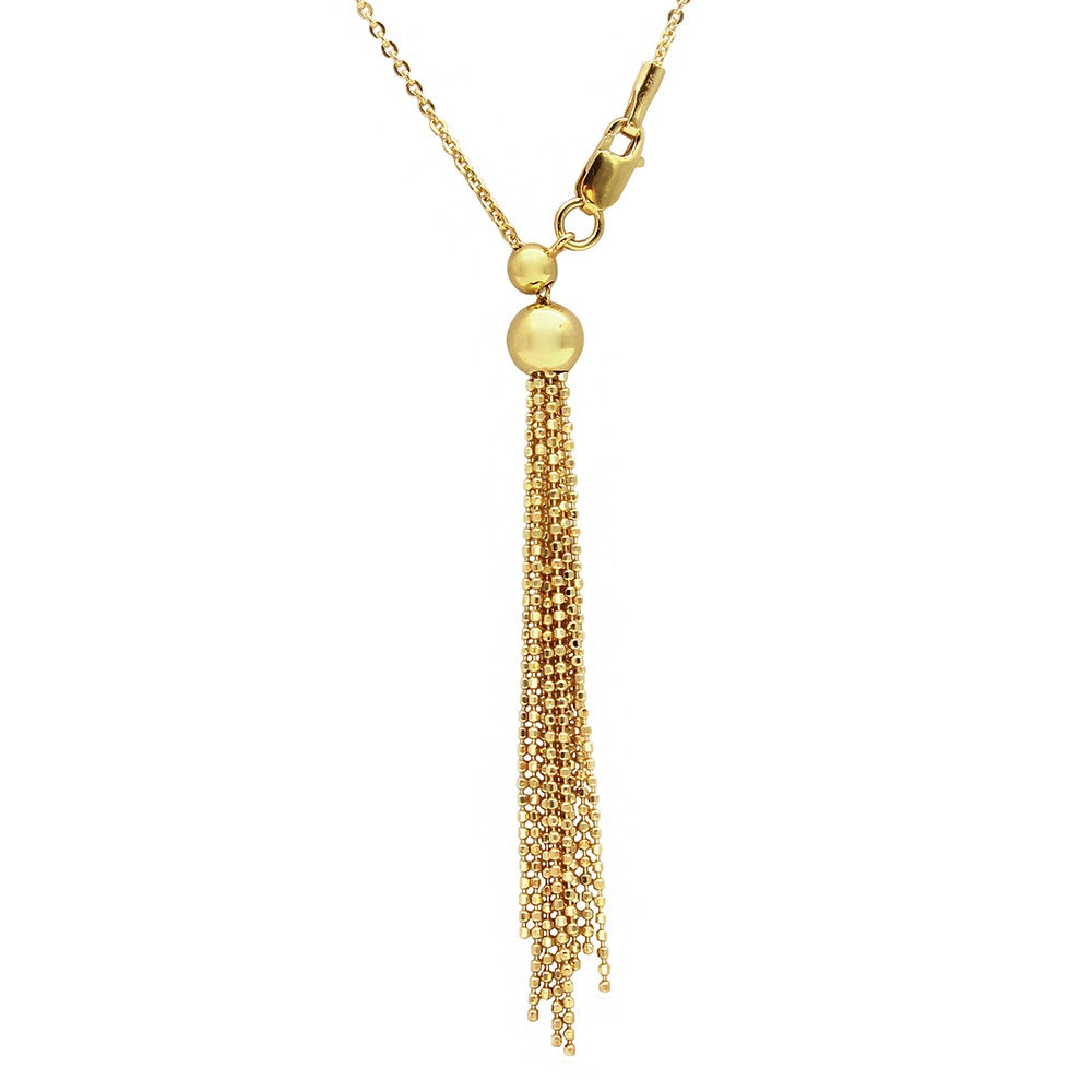 Sterling Silver Gold Plated Adjustable Multi Strands Beaded Drop Necklace