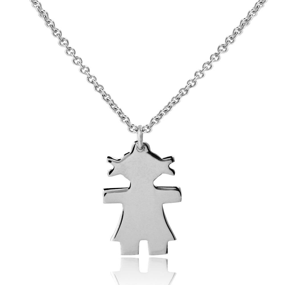 Sterling Silver Rhodium Plated Baby Girl Necklace