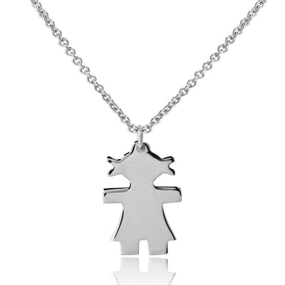 Sterling Silver Rhodium Plated Baby Girl Necklace