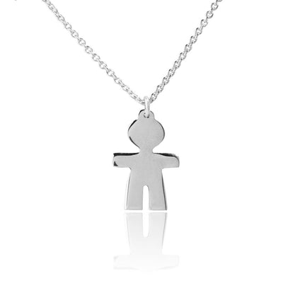 Sterling Silver Rhodium Plated Baby Boy Necklace