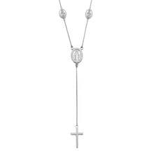 Load image into Gallery viewer, Sterling Silver Rhodium Plated Religious Charms Necklace With Cross Drop Necklace