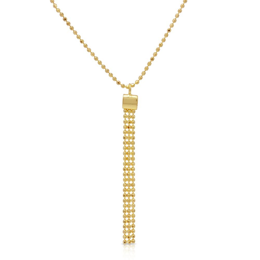 Sterling Silver Gold Plated DC Bead Chain with Dangling Trio Pendant Necklace