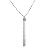 Sterling Silver Rhodium Plated DC Bead Chain with Dangling Trio Pendant Necklace