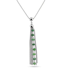 Load image into Gallery viewer, Sterling Silver Rhodium Plated Bead Chain with Dropped Emerald Bead Necklace