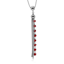 Load image into Gallery viewer, Sterling Silver Rhodium Plated Bead Chain with Dropped Red Bead Necklace