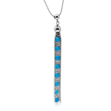 Load image into Gallery viewer, Sterling Silver Rhodium Plated Bead Chain with Dropped Turquoise Bead Necklace