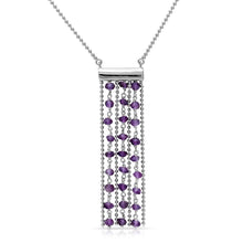 Load image into Gallery viewer, Sterling Silver Rhodium Plated Bead Chain Necklace with Dropped Purple Beads Necklace