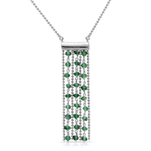 Load image into Gallery viewer, Sterling Silver Rhodium Plated Bead Chain Necklace with Dropped Green BeadsNecklace