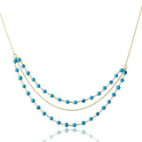 Sterling Silver Gold Plated Triple Strand Turquoise Bead Necklace