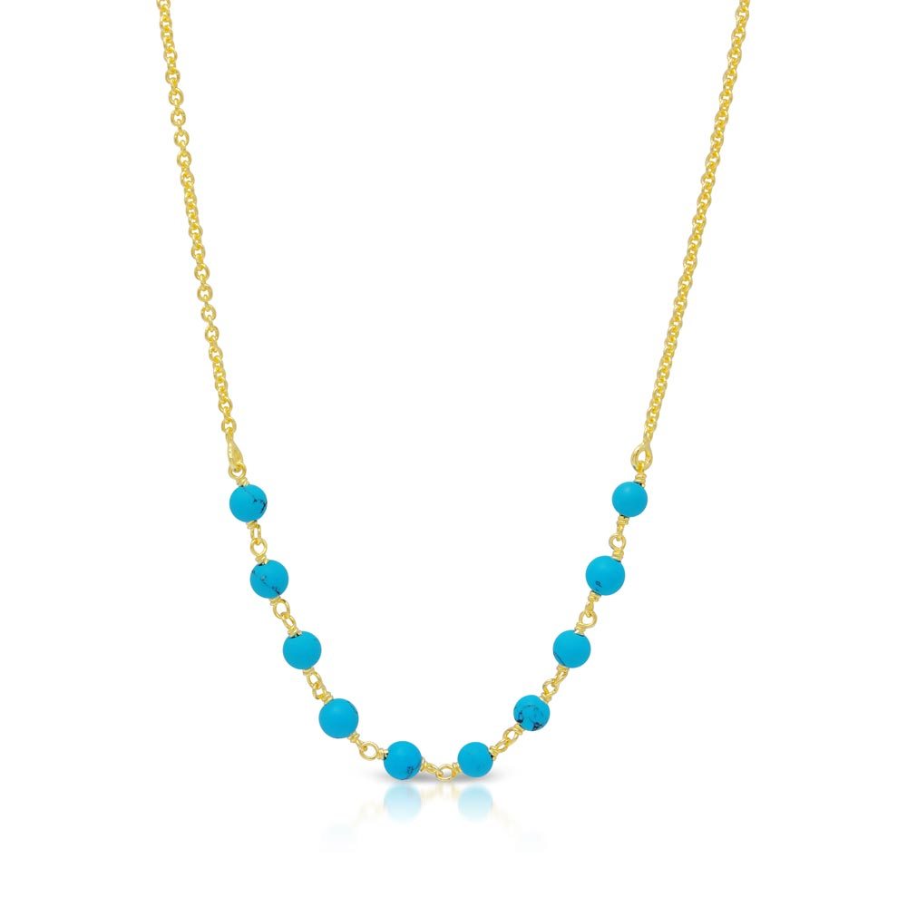 Sterling Silver Gold Plated Turquoise Bead Necklace